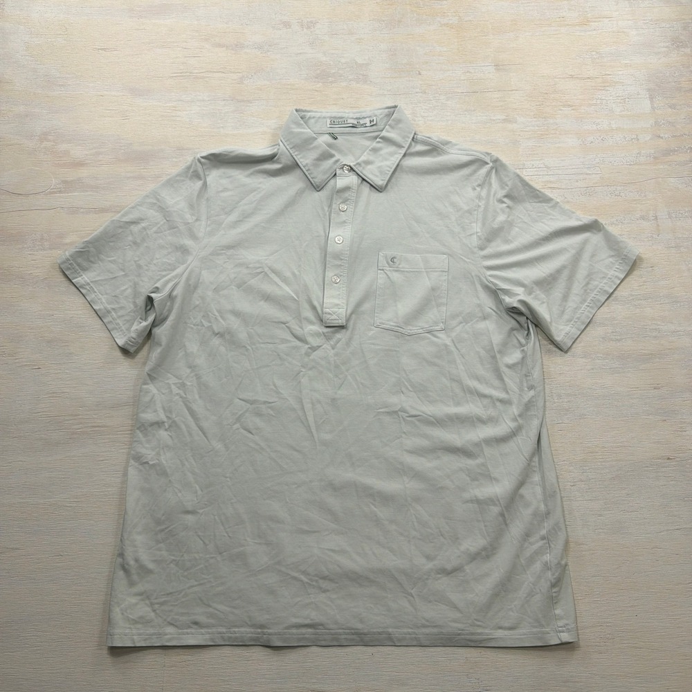 Criquet Polo Shirt XL Short Sleeve Pocket Button Placket Light Blue Mens